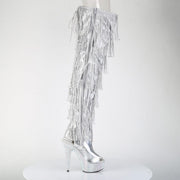 Pleaser BEJEWELED-3017HG-RSF Platform Thigh High Boot (Silver Holo Metallic Pu/Silver AB Rhinestone)