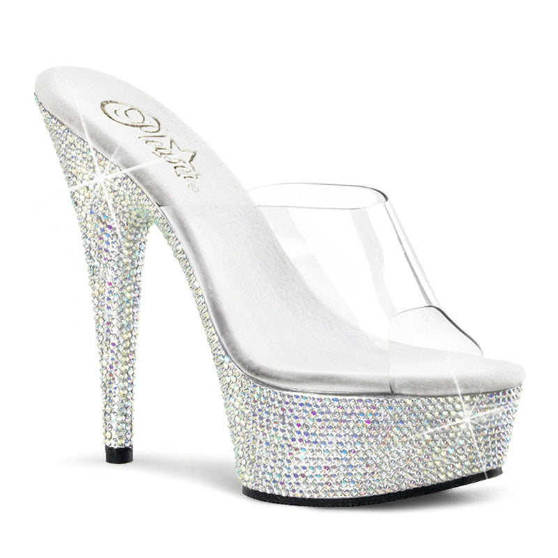 Pleaser BEJEWELED-601DM Platform Slide (Clear/Silver Multi Rhinestone)