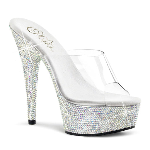 Pleaser BEJEWELED-601DM Platform Slide (Clear/Silver Multi Rhinestone)