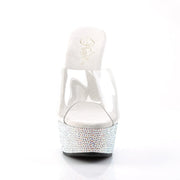 Pleaser BEJEWELED-601DM Platform Slide (Clear/Silver Multi Rhinestone)