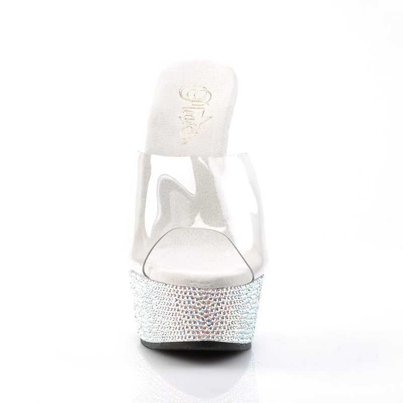 Pleaser BEJEWELED-601DM Platform Slide (Clear/Silver Multi Rhinestone)
