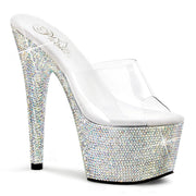 Pleaser BEJEWELED-701DM Platform Slide (Clear/Silver Multi Rhinestone)