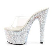 Pleaser BEJEWELED-701DM Platform Slide (Clear/Silver Multi Rhinestone)