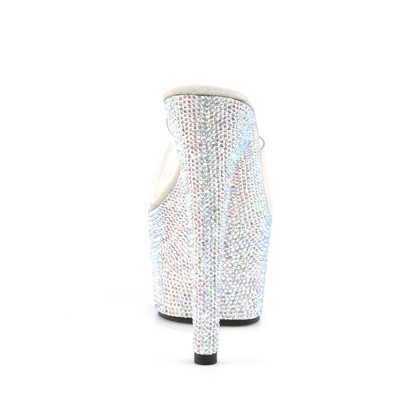 Pleaser BEJEWELED-701DM Platform Slide (Clear/Silver Multi Rhinestone)