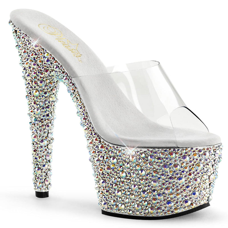 Pleaser BEJEWELED-701MS Platform Slide (Clear/Silver Multi Rhinestone)