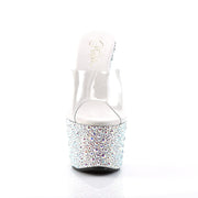Pleaser BEJEWELED-701MS Platform Slide (Clear/Silver Multi Rhinestone)
