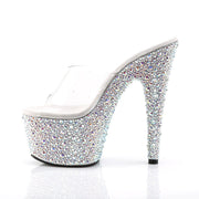Pleaser BEJEWELED-701MS Platform Slide (Clear/Silver Multi Rhinestone)