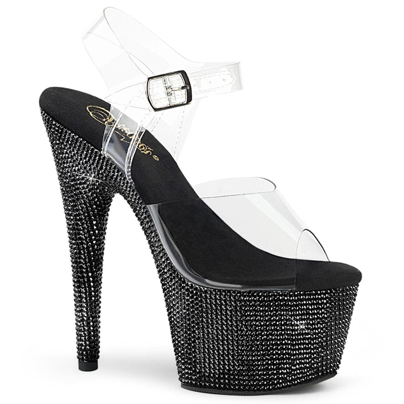 Pleaser BEJEWELED-708DM Platform Sandal (Clear/Black Rhinestone) 5