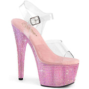 Pleaser BEJEWELED-708RRS Platform Sandal (Clear/Baby Pink Rhinestone) 5