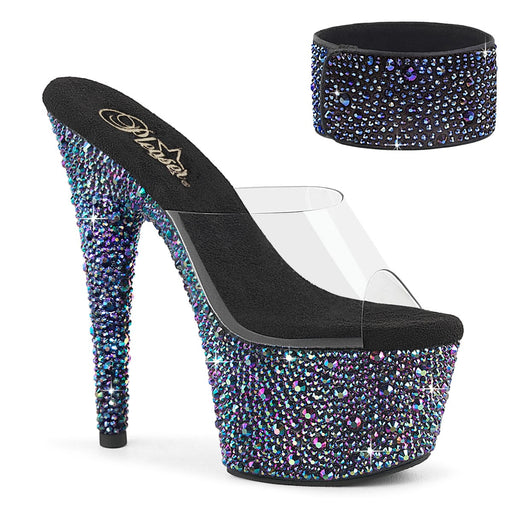 Pleaser BEJEWELED-712MS Clear/Black Multi Rhinestones Platform Slide