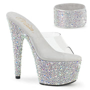 Pleaser BEJEWELED-712MS Platform Slide (Clear/Silver AB Rhinestone)
