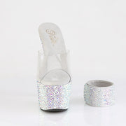 Pleaser BEJEWELED-712MS Platform Slide (Clear/Silver AB Rhinestone)