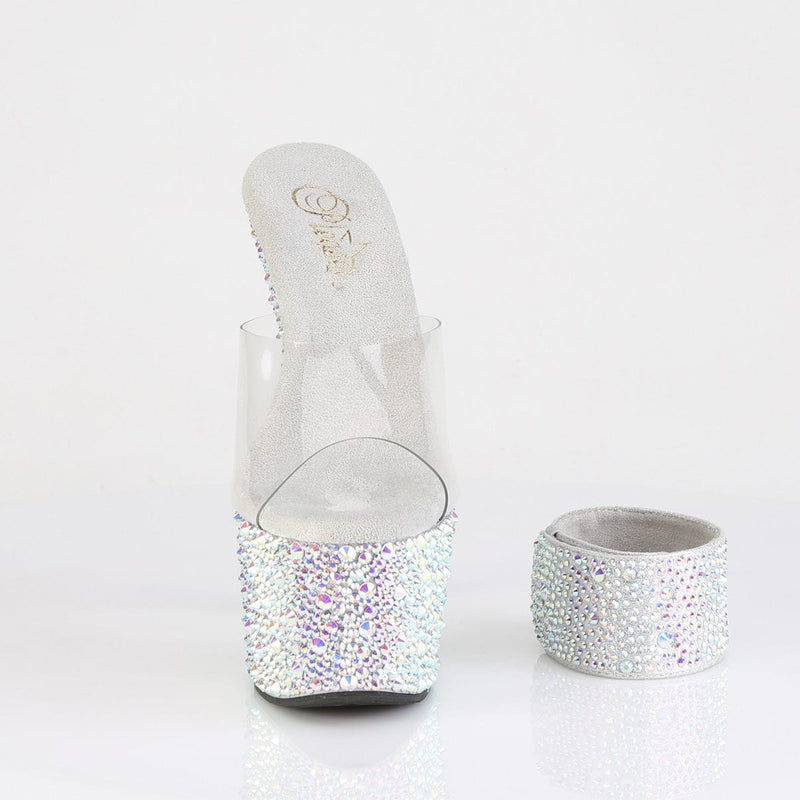 Pleaser BEJEWELED-712MS Platform Slide (Clear/Silver AB Rhinestone)
