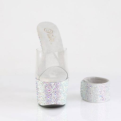 Pleaser BEJEWELED-712MS Platform Slide (Clear/Silver AB Rhinestone)