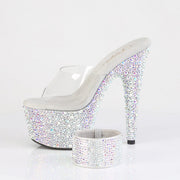 Pleaser BEJEWELED-712MS Platform Slide (Clear/Silver AB Rhinestone)