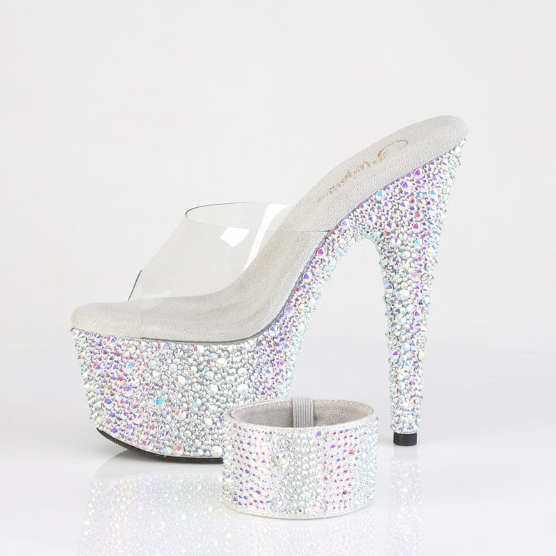 Pleaser BEJEWELED-712MS Platform Slide (Clear/Silver AB Rhinestone)