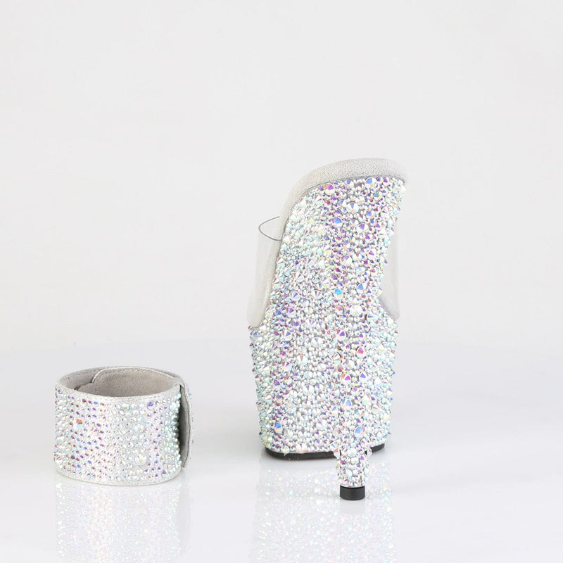 Pleaser BEJEWELED-712MS Platform Slide (Clear/Silver AB Rhinestone)