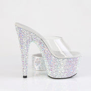 Pleaser BEJEWELED-712MS Platform Slide (Clear/Silver AB Rhinestone)