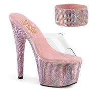 Pleaser BEJEWELED-712RS Platform Slide (Clear/Baby Pink Multi Rhinestone) 5