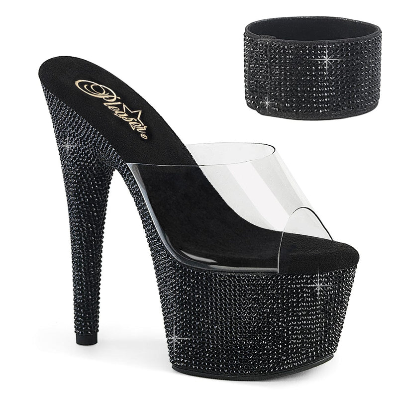Pleaser BEJEWELED-712RS Platform Slide (Clear/Black Rhinestone) 5