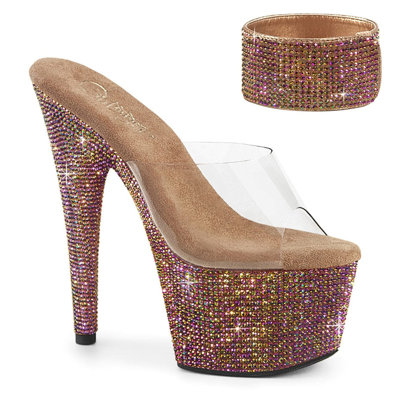 Pleaser BEJEWELED-712RS Platform Slide (Clear/Bronze Multi Rhinestone) 5
