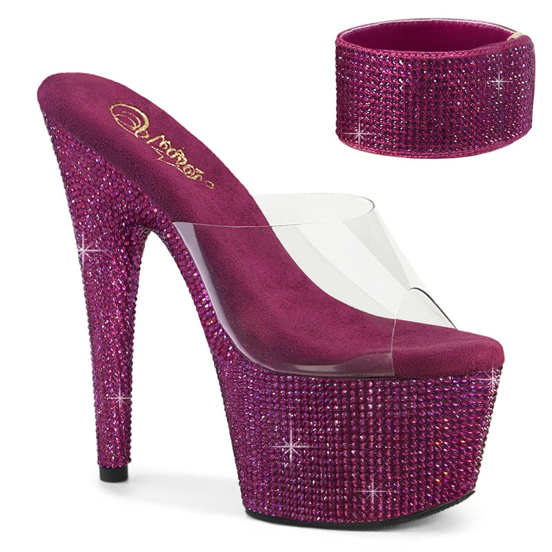 Pleaser BEJEWELED-712RS Platform Slide (Clear/Fuchsia Rhinestone) 5