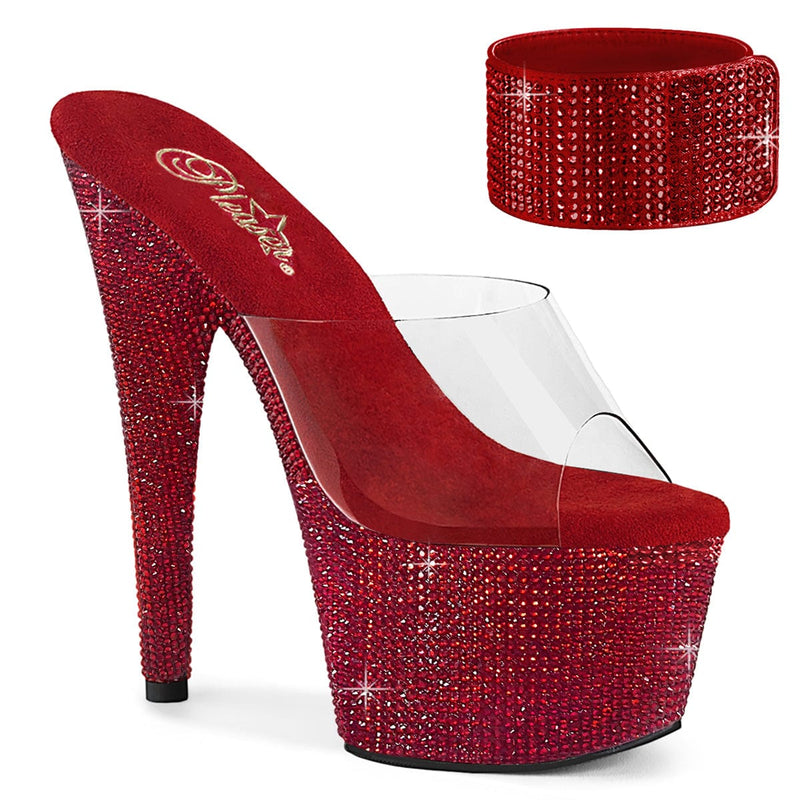 Pleaser BEJEWELED-712RS Platform Slide (Clear/Ruby Red Rhinestone) 5