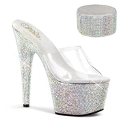 Pleaser BEJEWELED-712RS Platform Slide (Clear/Silver Multi Rhinestone)
