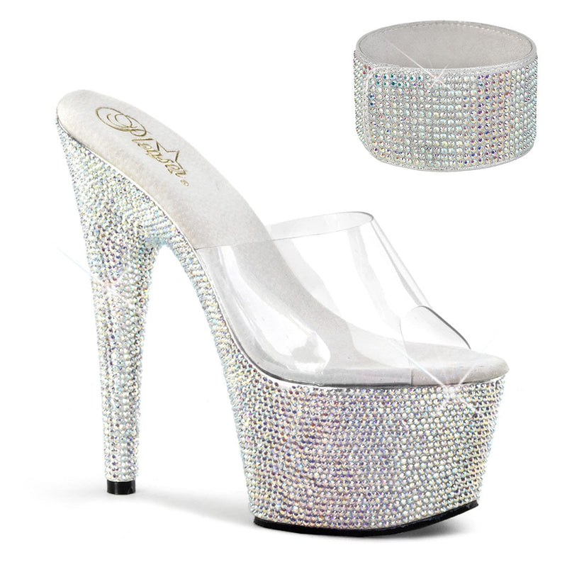 Pleaser BEJEWELED-712RS Platform Slide (Clear/Silver Multi Rhinestone)