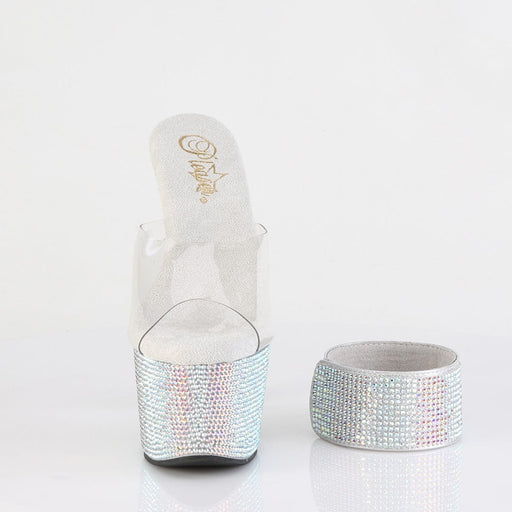 Pleaser BEJEWELED-712RS Platform Slide (Clear/Silver Multi Rhinestone)