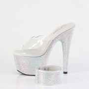 Pleaser BEJEWELED-712RS Platform Slide (Clear/Silver Multi Rhinestone)
