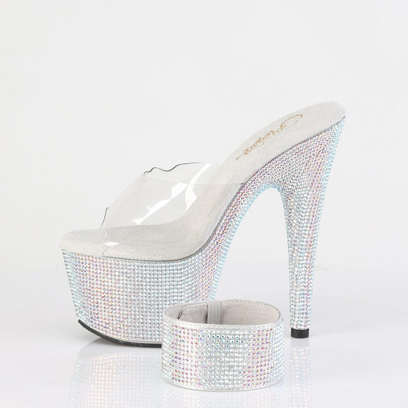 Pleaser BEJEWELED-712RS Platform Slide (Clear/Silver Multi Rhinestone)