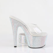 Pleaser BEJEWELED-712RS Platform Slide (Clear/Silver Multi Rhinestone)