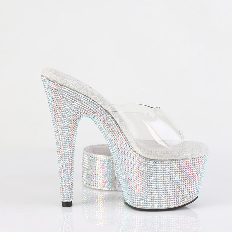 Pleaser BEJEWELED-712RS Platform Slide (Clear/Silver Multi Rhinestone)