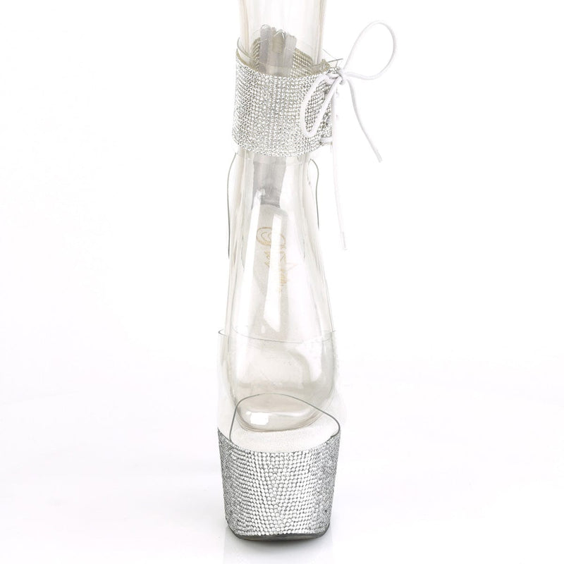 Pleaser BEJEWELED-724RS Platform Sandal (Clear/Silver Rhinestone)