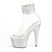 Pleaser BEJEWELED-724RS Platform Sandal (Clear/Silver Rhinestone)