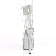 Pleaser BEJEWELED-724RS Platform Sandal (Clear/Silver Rhinestone)