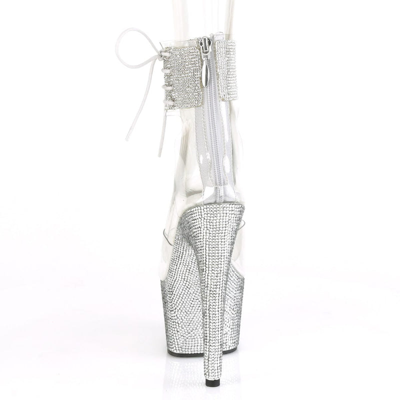 Pleaser BEJEWELED-724RS Platform Sandal (Clear/Silver Rhinestone)