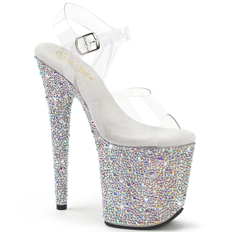 Pleaser BEJEWELED-808MS Clear/Silver Multi Rhinestones Platform Sandal