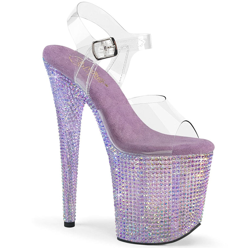 Pleaser BEJEWELED-808RRS Platform Sandal (Clear/Lavender Rhinestone) 5
