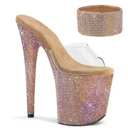 Pleaser BEJEWELED-812RS Platform Slide (Clear/Rose Gold Multi Rhinestone)