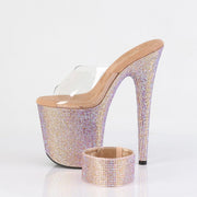 Pleaser BEJEWELED-812RS Platform Slide (Clear/Rose Gold Multi Rhinestone)