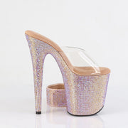 Pleaser BEJEWELED-812RS Platform Slide (Clear/Rose Gold Multi Rhinestone)