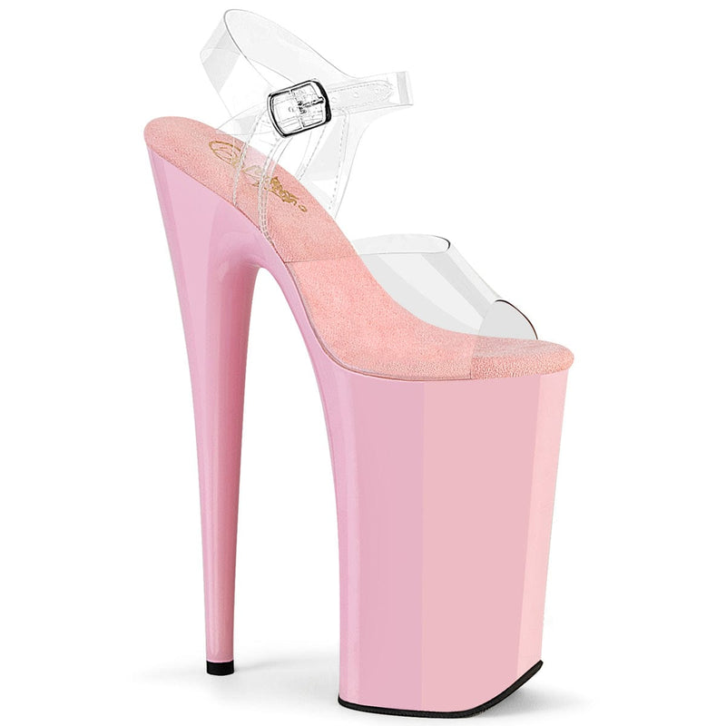 Pleaser BEYOND-008 Platform Sandal (Clear/Baby Pink)