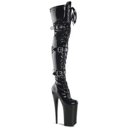 Pleaser BEYOND-3028 Platform Thigh High Boot (Black Stretch Patent/Black)