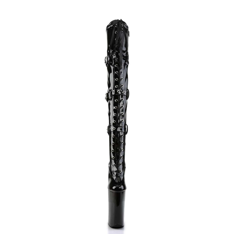 Pleaser BEYOND-3028 Platform Thigh High Boot (Black Stretch Patent/Black)