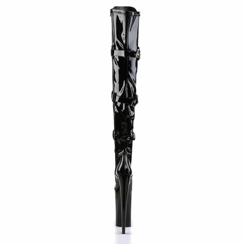 Pleaser BEYOND-3028 Platform Thigh High Boot (Black Stretch Patent/Black)