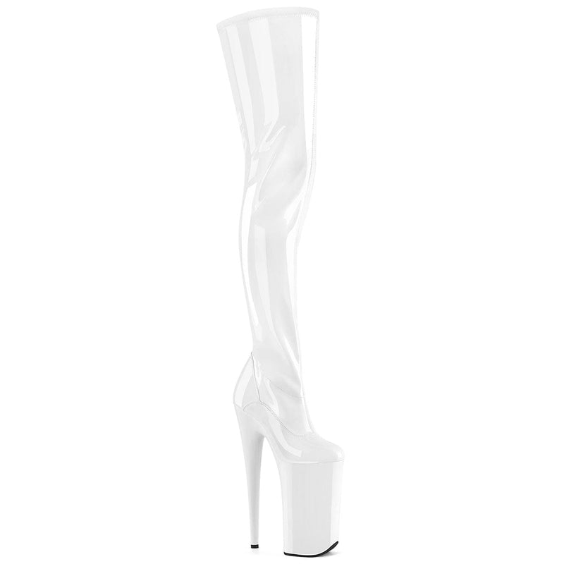 Pleaser BEYOND-4000 Platform Crotch High Boot (White Stretch Patent/White) 5
