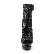 Pleaser BLONDIE-R-1008 Platform Ankle Boot (Black Sequins/Black)