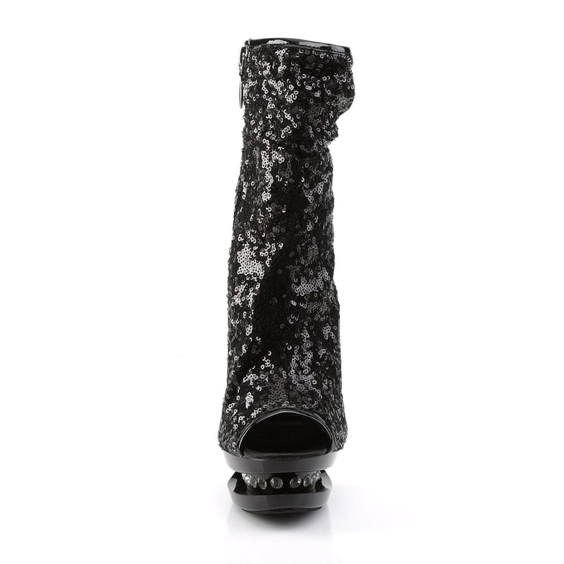 Pleaser BLONDIE-R-1008 Platform Ankle Boot (Black Sequins/Black)